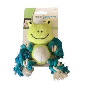 Meijer Lil Pipsqueaks Plush Frog‎ Dog Toy 5" Green & Blue For Small Dogs NEW